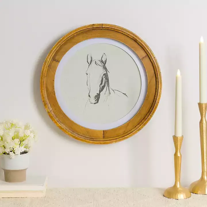 Round Horse Portrait Framed Art Print