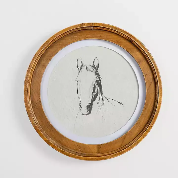 Round Horse Portrait Framed Art Print