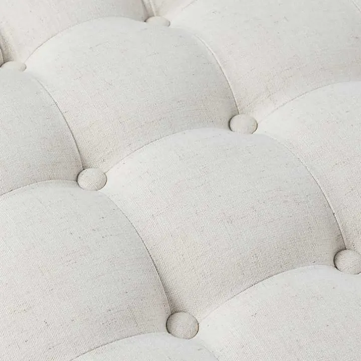 Round Ivory Cepheus Tufted Ottoman