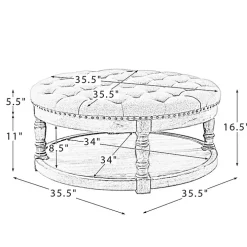 Round Ivory Cepheus Tufted Ottoman