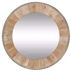 Round Natural Calona Wood Wall Mirror