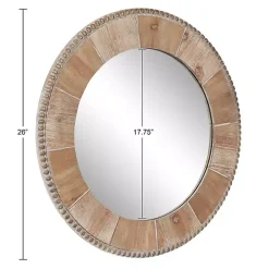 Round Natural Calona Wood Wall Mirror