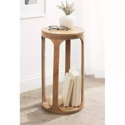 Round Natural Wood Dani Accent Table