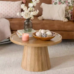 Round Natural Wood Hughes Coffee Table