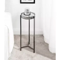 Round Pewter Aguilar Accent Table