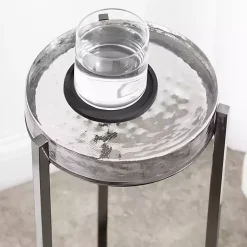 Round Pewter Aguilar Accent Table