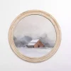 Round Winter Barn Framed Art Print