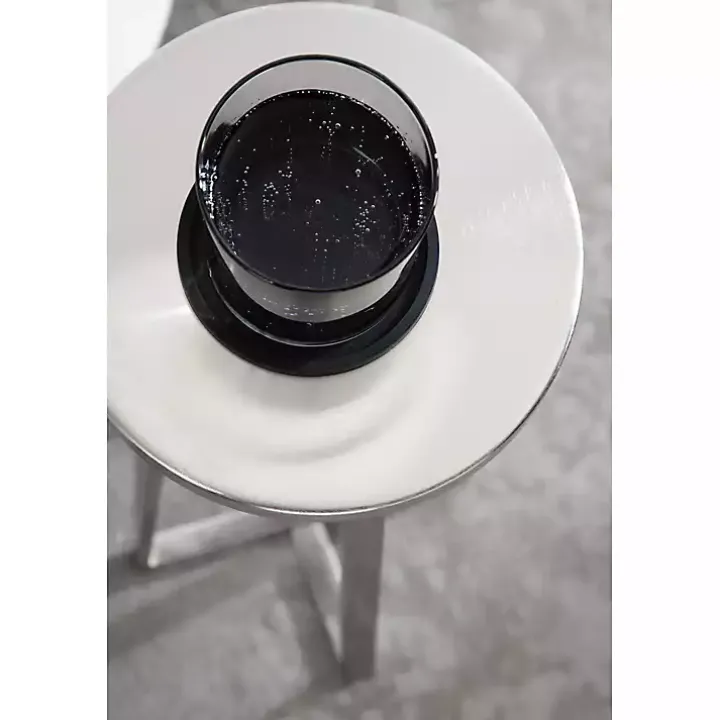 Round Zia Silver Metal Accent Table