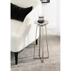 Round Zia Silver Metal Accent Table