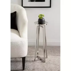 Round Zia Silver Metal Accent Table