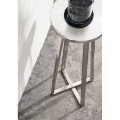 Round Zia Silver Metal Accent Table