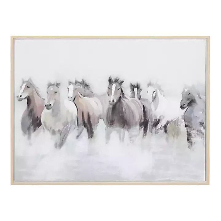 Running Horses Framed Canvas Art Print