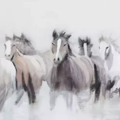 Running Horses Framed Canvas Art Print