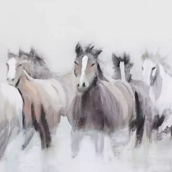 Running Horses Framed Canvas Art Print