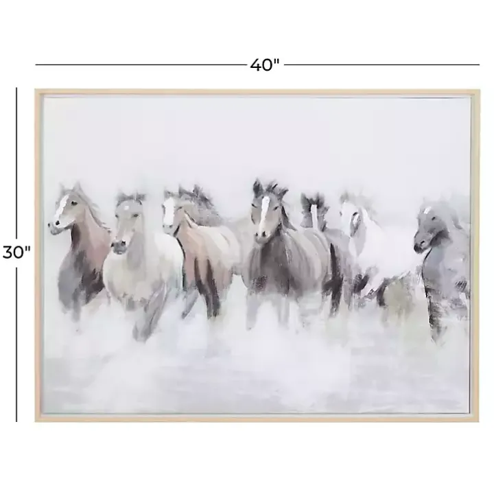 Running Horses Framed Canvas Art Print