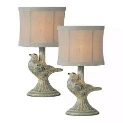 Rustic Blue June Bird Mini Table Lamps, Set of 2
