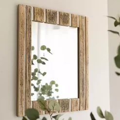 Rustic Driftwood Striped Wall Mirror