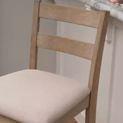 Rustic Graywash Wood Upholstered Bar Stool