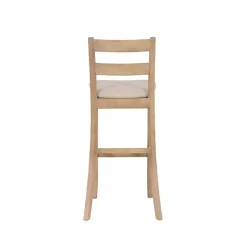 Rustic Graywash Wood Upholstered Bar Stool