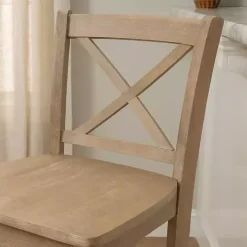 Rustic Graywash Wood X Back Bar Stool