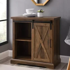 Rustic Oak Sliding Barn Door Cabinet