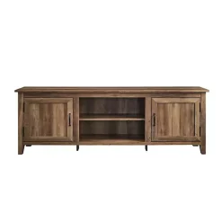 Rustic Oak Wood Grooved Door TV Stand
