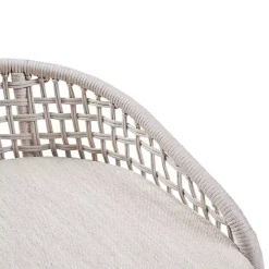 Rustic White Woven Rope Back Counter Stool