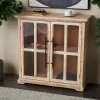Rustic Wood and Glass 2-Door Cabinet