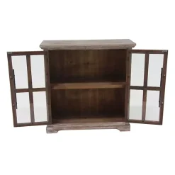 Rustic Wood and Glass 2-Door Cabinet