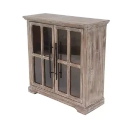 Rustic Wood and Glass 2-Door Cabinet