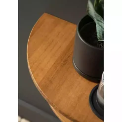 Rustic Wood Half Moon Floating Accent Table