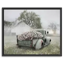 Sage Flower Truck Framed Giclee Canvas Art Print
