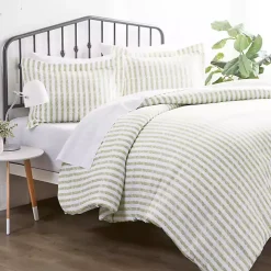 Sage Rugged Stripes Puffed Twin 3-pc. Duvet Set