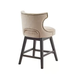 Sandy Beige Curve Back Swivel Counter Stool