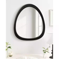 Satin Black Asymmetrical Wall Mirror