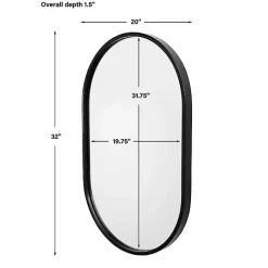 Satin Black Iron Oval Framed Wall Mirror
