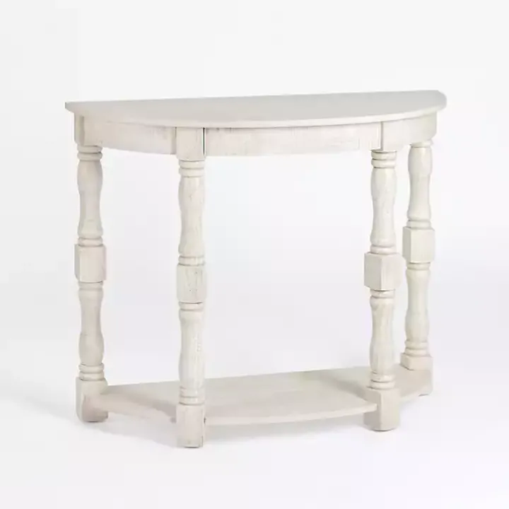 Savannah Cream Distressed Half Moon Console Table