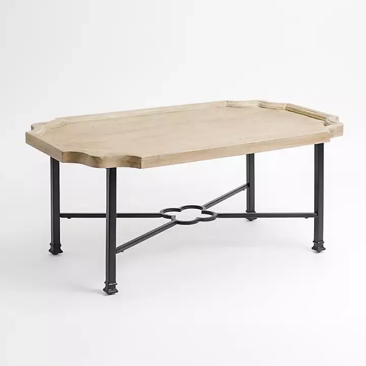 Scalloped Wood and Metal Coffee Table