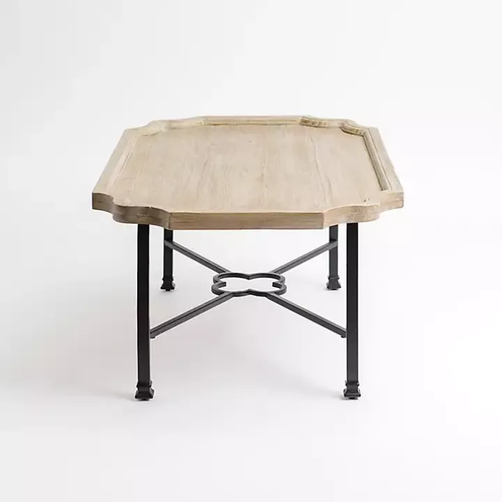 Scalloped Wood and Metal Coffee Table
