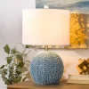 Sea Blue Round Textured Table Lamp
