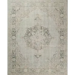 Sea Green Vintage Medallion Area Rug, 7x10