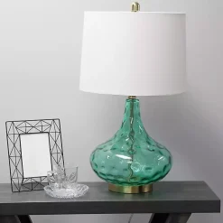 Seafoam Dimpled Glass Teardrop Table Lamp