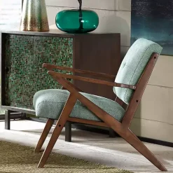 Seafoam Mid-Century Pecan Finish Accent Chair