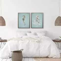 Seahorse in Blue Framed Art Print