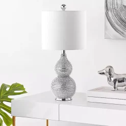 Silver and Chrome Textured Table Lamp