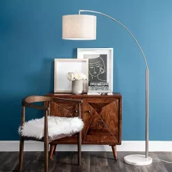 Silver Curved Floor Lamp with Marble Base