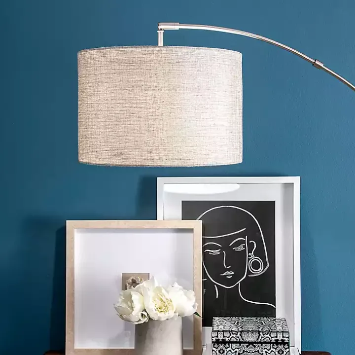 Silver Curved Floor Lamp with Marble Base