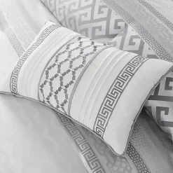 Silver Geometric Stripes 7-pc. Queen Comforter Set