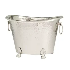 Silver Hammered Metal Footed Wine Bucket