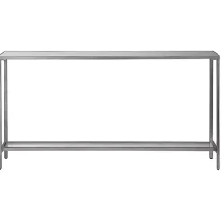 Silver Metal Mirrored Top Slim Console Table